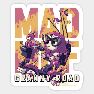 Muffin Heeler Mad Muf Granny Road Sticker